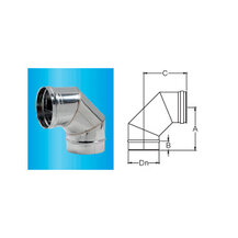 F309945050080 INOX DIMOVODNO KOLJENO Ø 80 od 90  za dimovodnu cijev od nehrđajućeg čelika s jednom stijenkom art. 4505 Fibrotubi