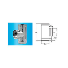 F309945060100 T-KOMAD OD NEHRĐAJUĆEG ČELIKA ŽENSKI Ø 100 od 90° nepropusni T.200 za dimnjak s jednom stijenkom art. 4506 Fibrotu...