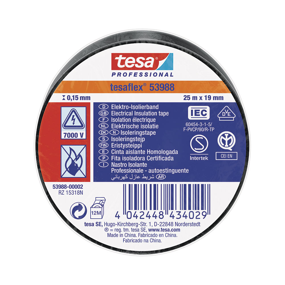 F3013T60524-25 IZOLIR TRAKA 1500 CRNA 25 m x 19 mm art. 53988-00002-00 Tesa