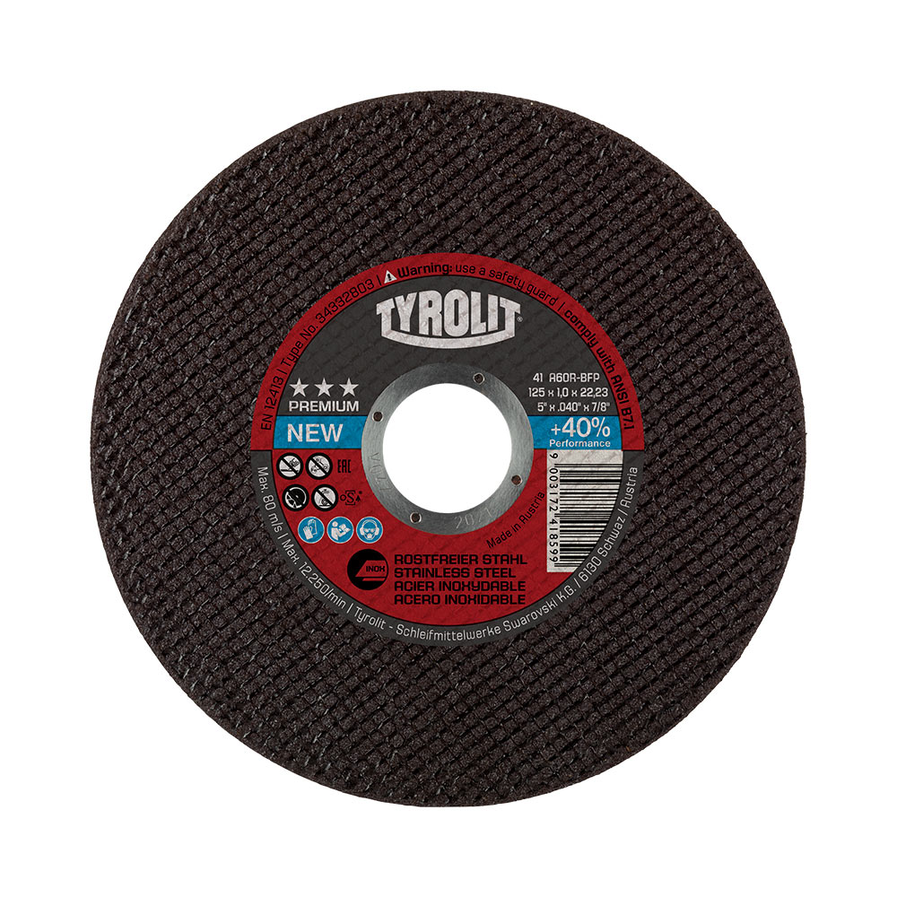 F3036TP286 ABRAZIVNI brus EXTRA TANAK za REZANJE ČELIKA/NEHRĐAJUĆEG ČELIKA 125 x 1 PREMIUM za brusilicu art. 41503/34332803 Tyr...