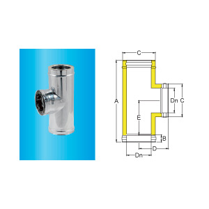 F309945550130 T-KOMAD OD NEHRĐAJUĆEG ČELIKA MUŠKI Ø 130 od 90  za dimovodnu cijev od nehrđajućeg čelika s dvije stijenke art....