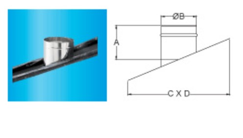 F309945830130 INOX OPŠAV DIMNJAKA NAGIBA 5 /30  BAZA OD OLOVA Ø 130 za dimovodnu cijev od nehrđajućeg čelika s dvije stijenke a...