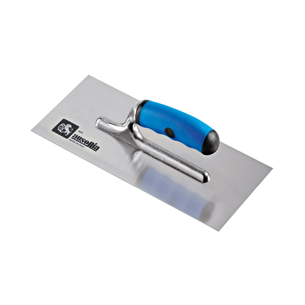 F36040090 Art. 042143 INOX TRAPEZNI GLETER mjere 27 x 11 za žbuku, drška od dva materijala Ausonia