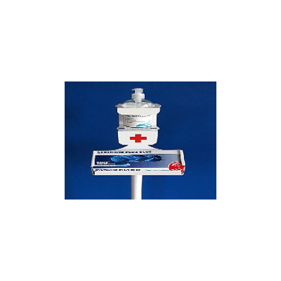 F37950002 Art. 402272 PLATFORMA s NOSAČEM GEL i RUKAVICE visine 110 cm baza 265 x 265 cm s rupom stalak za dezinfekciju Ø 88 Xau...