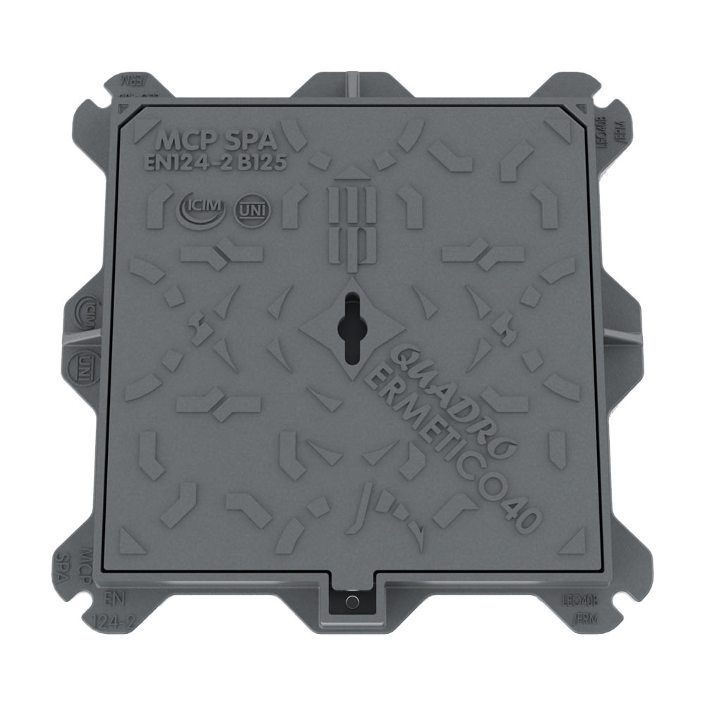 F38050001 MCP POKLOPAC od LIJEVANOG ŽELJEZA klasa B125 serija LEO mjere vanjske 400 x 400 mm otvor bez okvira 300 x 300 mm visine...