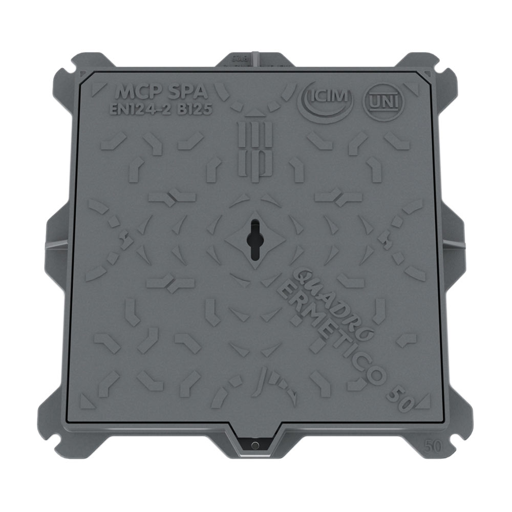 F38050002 MCP POKLOPAC od LIJEVANOG ŽELJEZA klasa B125 serija LEO mjere vanjske 500 x 500 mm otvor bez okvira 400 x 400 mm visine...